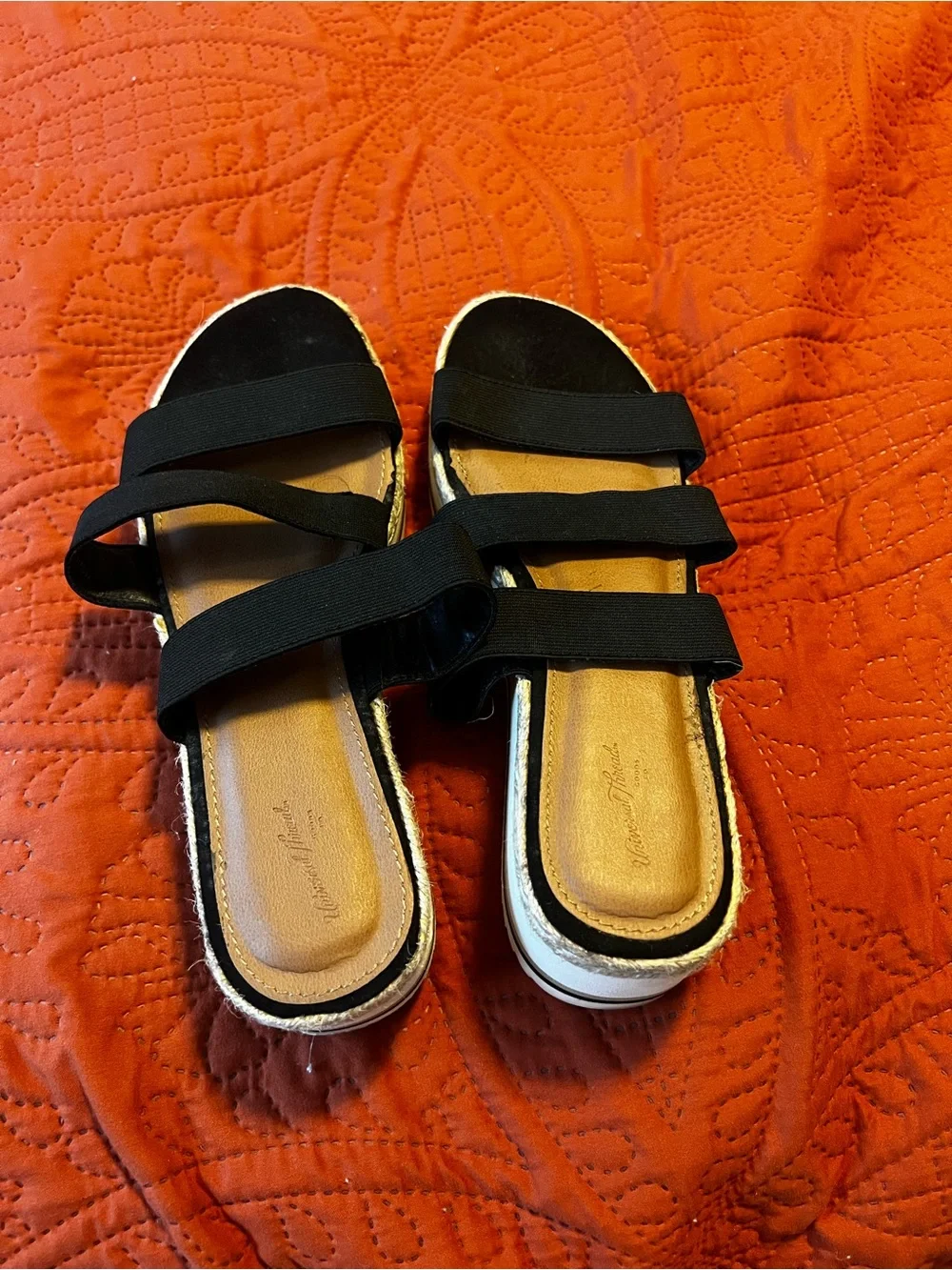 Women’s Black Strappy Slide Sandals - Casual Espadrille Style
